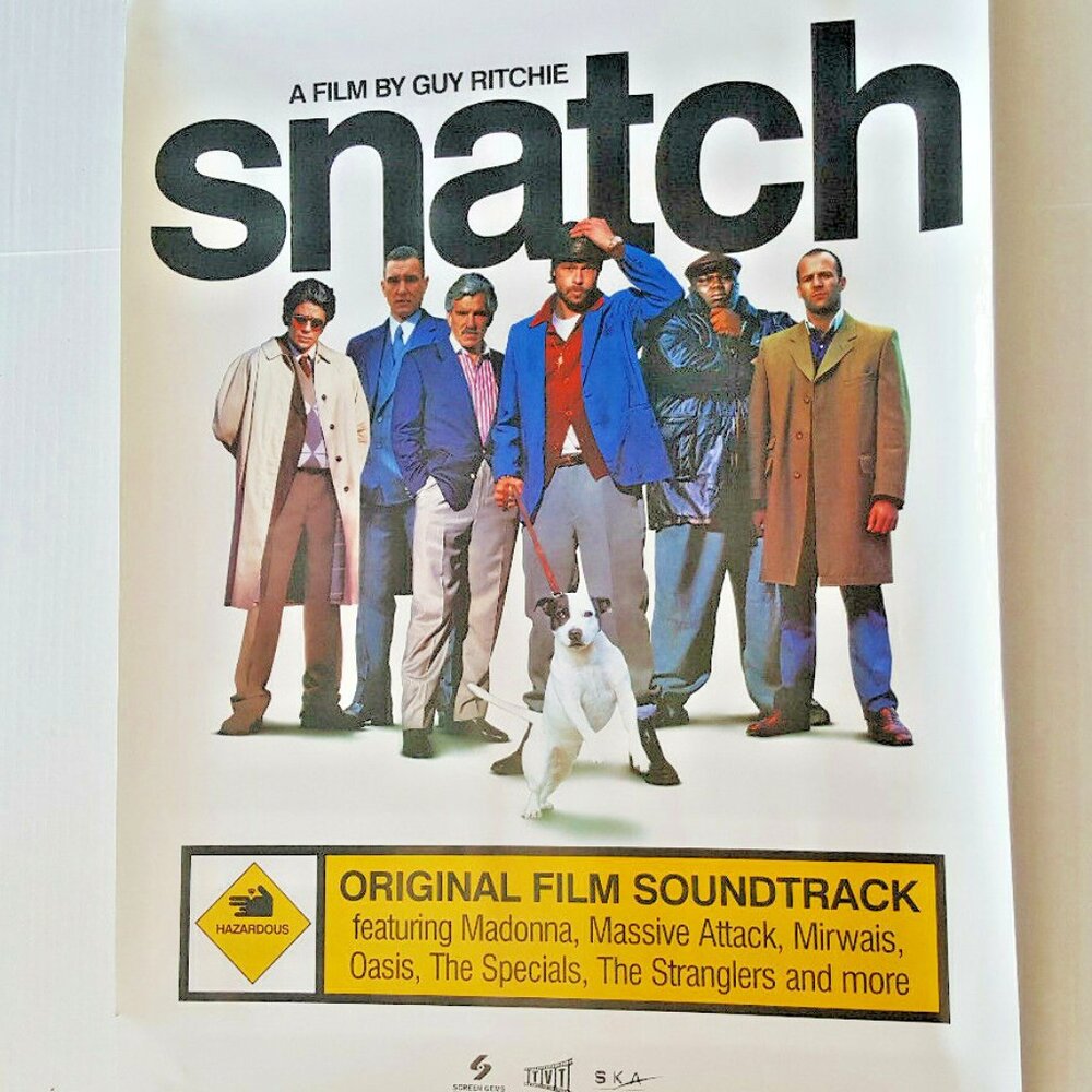 SNATCH Movie Soundtrack POSTER 24" X 18" PROMO ONLY MINT 2001 Brad Pitt